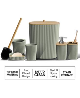 8-Piece Complete Bathroom Decor & Accessory Set with Bath Rugs