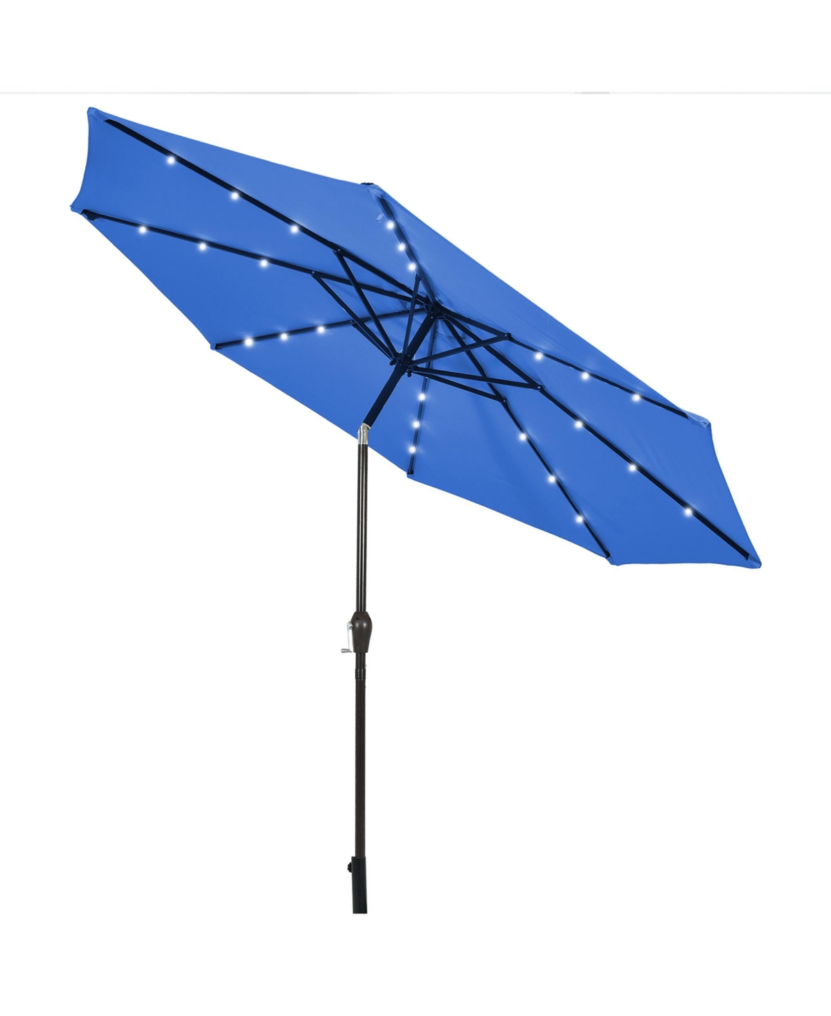 10 ft Patio Table Market Umbrella Yard Outdoor w/ Solar Led Lights - Blue
