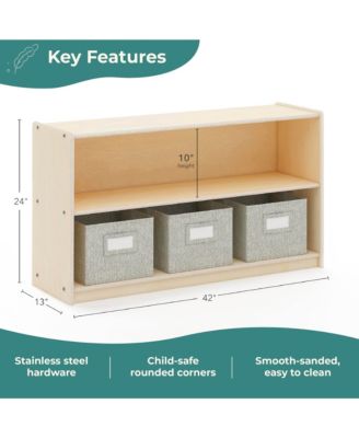 EdQ 2-Shelf Open Storage 24" - White: Wooden Kids' Classroom Storage Furniture, Playroom and Bedroom Toy Cube Organizer