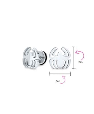Set of 2 Black Widow Spider Illusion Stud Earrings in Surgical Steel