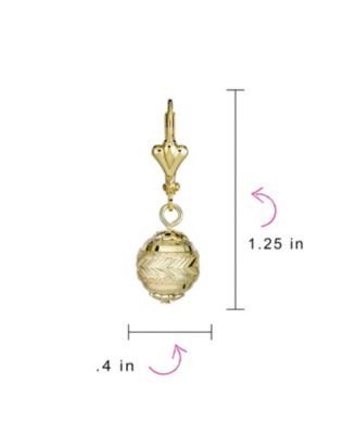 Set of 2 Drop Ball Earrings in Gold Plated Brass - 6MM & 10MM