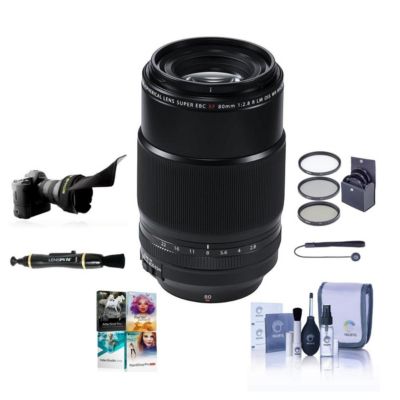 XF 80mm f/2.8 R LM OIS WR Macro Lens, Black, Bundle with 62mm Filter Kit, Flex Lens Shade, Lens Cleaner, PC, Cleaning Kit, Lens Cap Tether