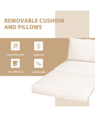 5PCS Outdoor Furniture Set Patio Rattan Armless Chair & Ottoman w/ Cushion