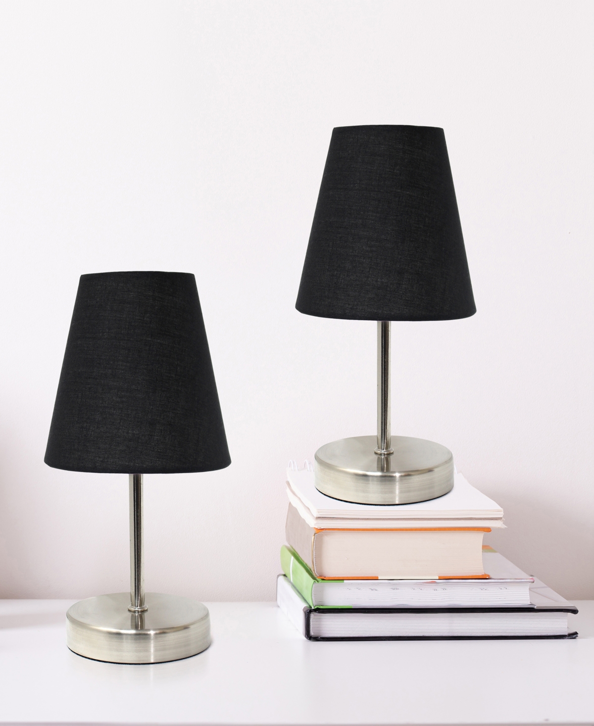 Creekwood Home 10.5" Metal Iconic Duo Mini Sand Nickel Table Lamp Set
