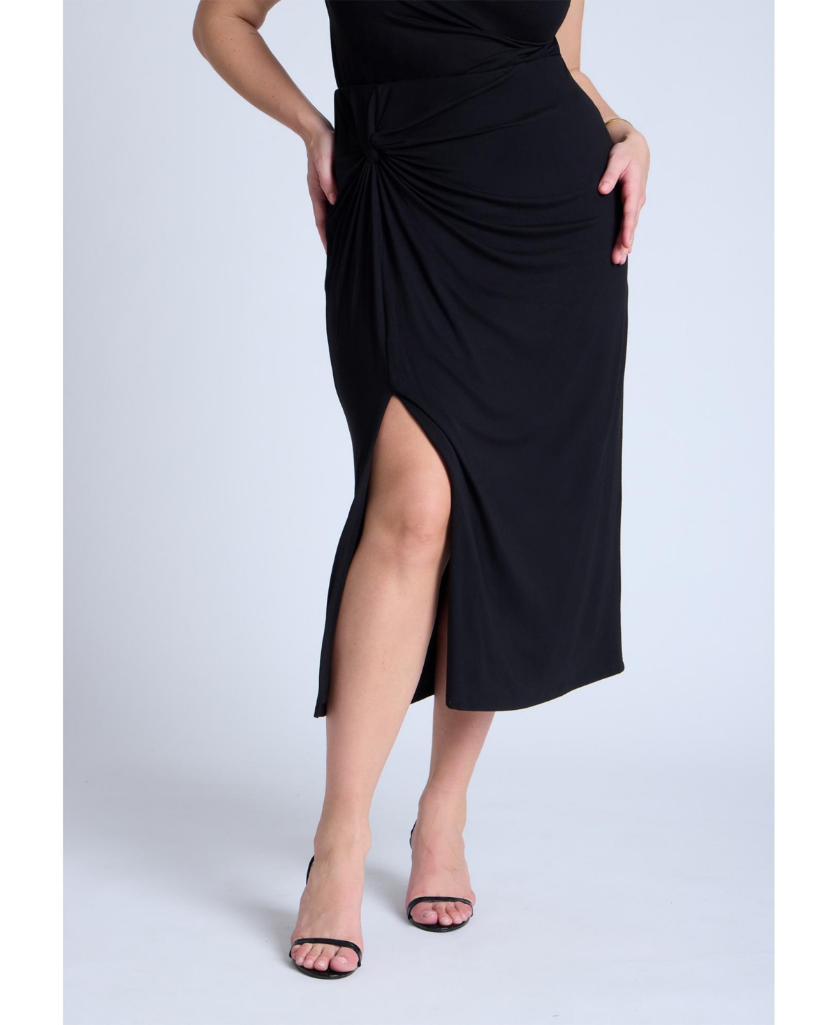 Plus Size Twist Skirt With Slit - Black onyx