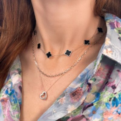 Gold Open Heart Necklace 14K White Gold