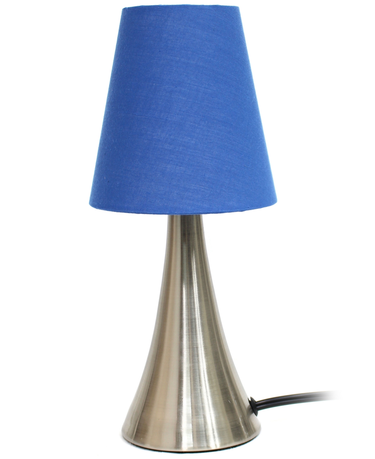 Creekwood Home 11.42" Metal Chic And Contemporary Duo Mini Touch Table Lamp Set In Brushed Nickel,blue