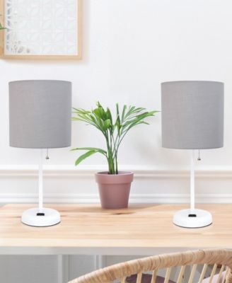 19.5" Metal Oslo Contemporary Bedside Duo Table Lamp Set