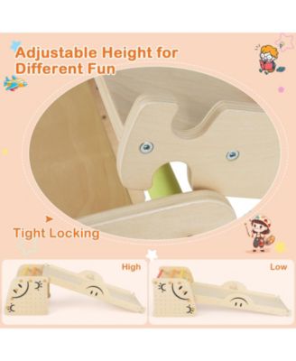 Wooden Climbing Toy Triangle Climber Set with Seesaw-Multicolor