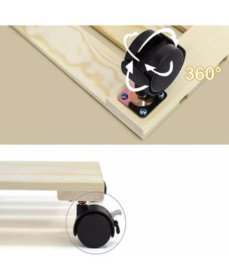  2-Pack Wooden Plant Stand Caddy with Lockable Wheels Heavy Duty