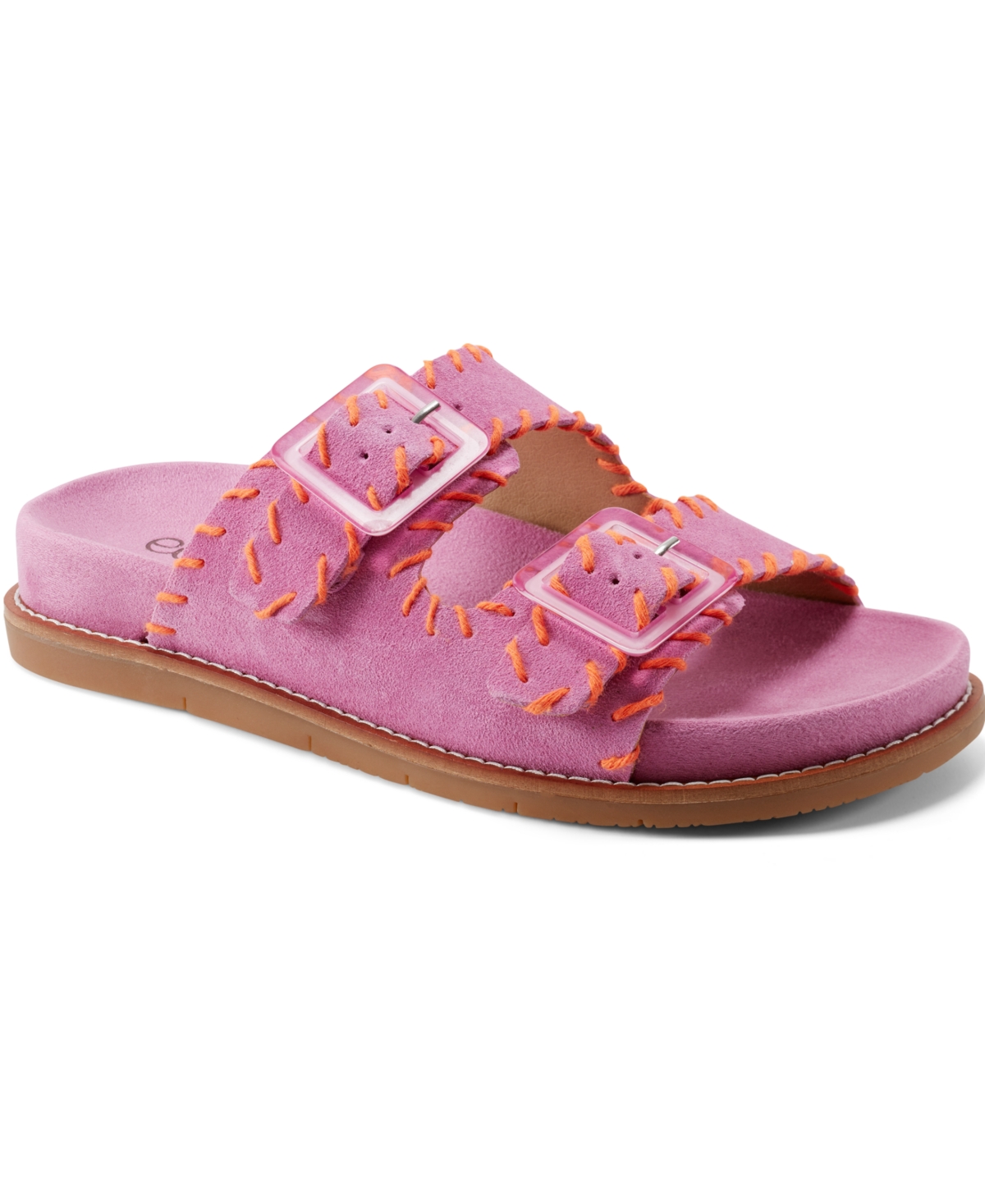 EARTH WOMEN'S FAUSTO STITCHED DOUBLE BAND SLIP-ON SANDALS 