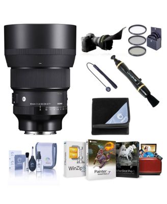 85mm f/1.4 DG DN ART Lens for Sony E, Bundle with ProOptic 77mm Filter Kit, Mac Software Kit, Cleaning Kit, Lens Wrap, Flex Lens Shade, Lens Cap