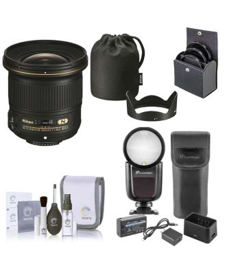 20mm f/1.8G ED AF-S NIKKOR Lens, Bundle with Flashpoint Zoom Li-on X R2 Flash Speedlight for Nikon, ProOptic 77mm Filter Kit, Cleaning Kit