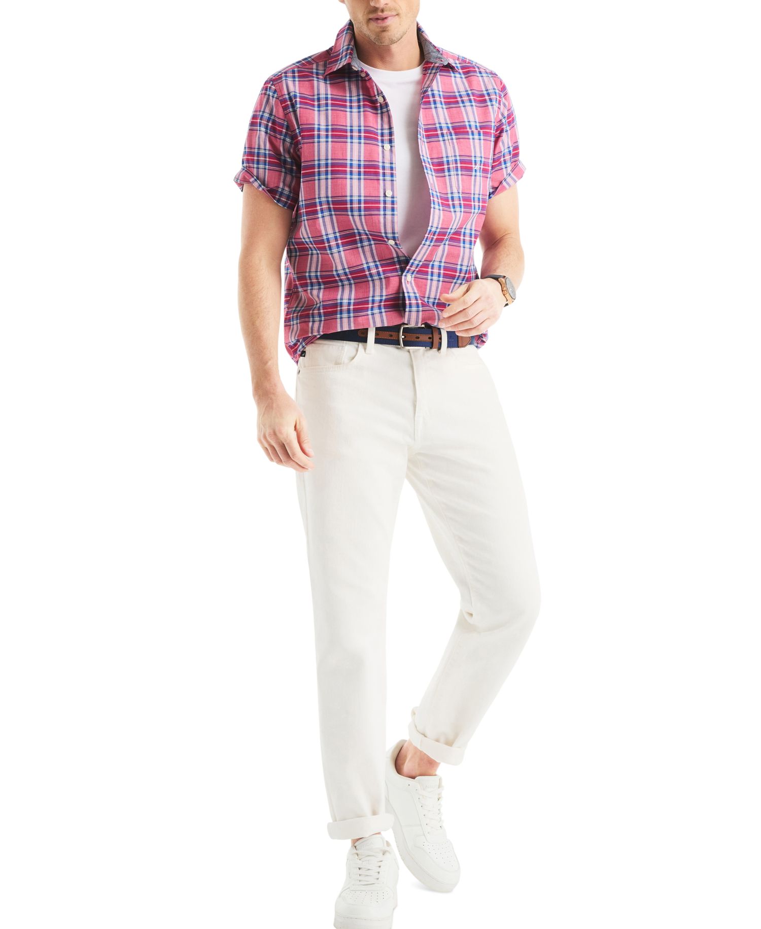 Men's Classic-Fit 100% Cotton Plaid Button-Down Shirt