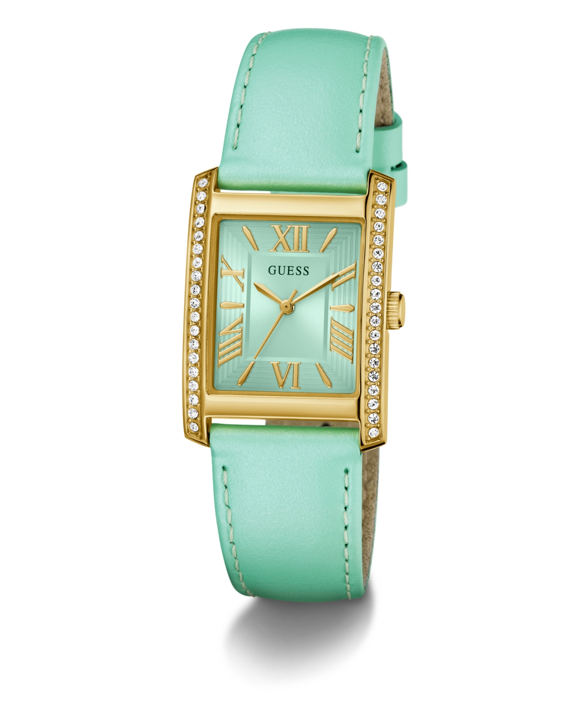 Guess Women's Analog Green Leather Watch, 27mm In Green