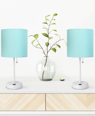 19.5" Metal Oslo Contemporary Bedside Duo Table Lamp Set