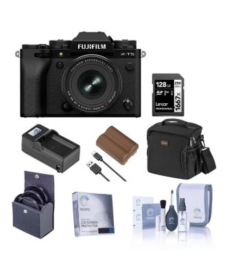 X-T5 Mirrorless Camera, Black with XF 16-50mm f/2.8-4.8 R LM WR Lens, Bundle with 128GB Memory Card, Bag, Extra Battery, Charger Kit, Filter