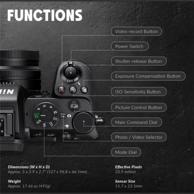 Z50II Mirrorless Camera, Bundle with Tripod/Monopod, TASC300 Microphone, 128GB Memory Card, EN-EL25 Battery