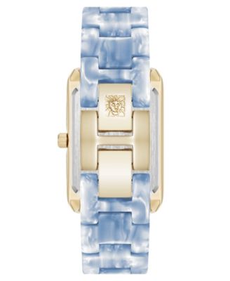 Women's Quartz Delicate Rectangular Light Blue Acetate Bracelet Watch, 26mm