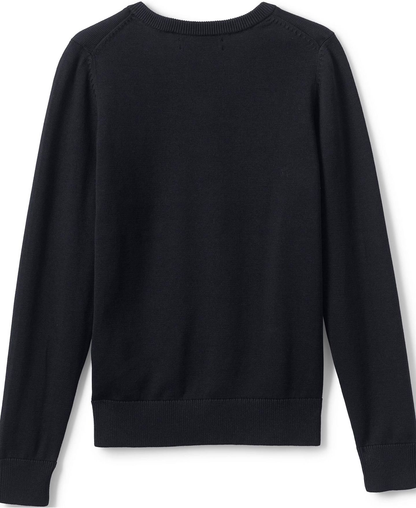 Мужской свитер Lands' End Cotton Modal Fine Gauge V-neck, цвет: Чёрный — фото 3