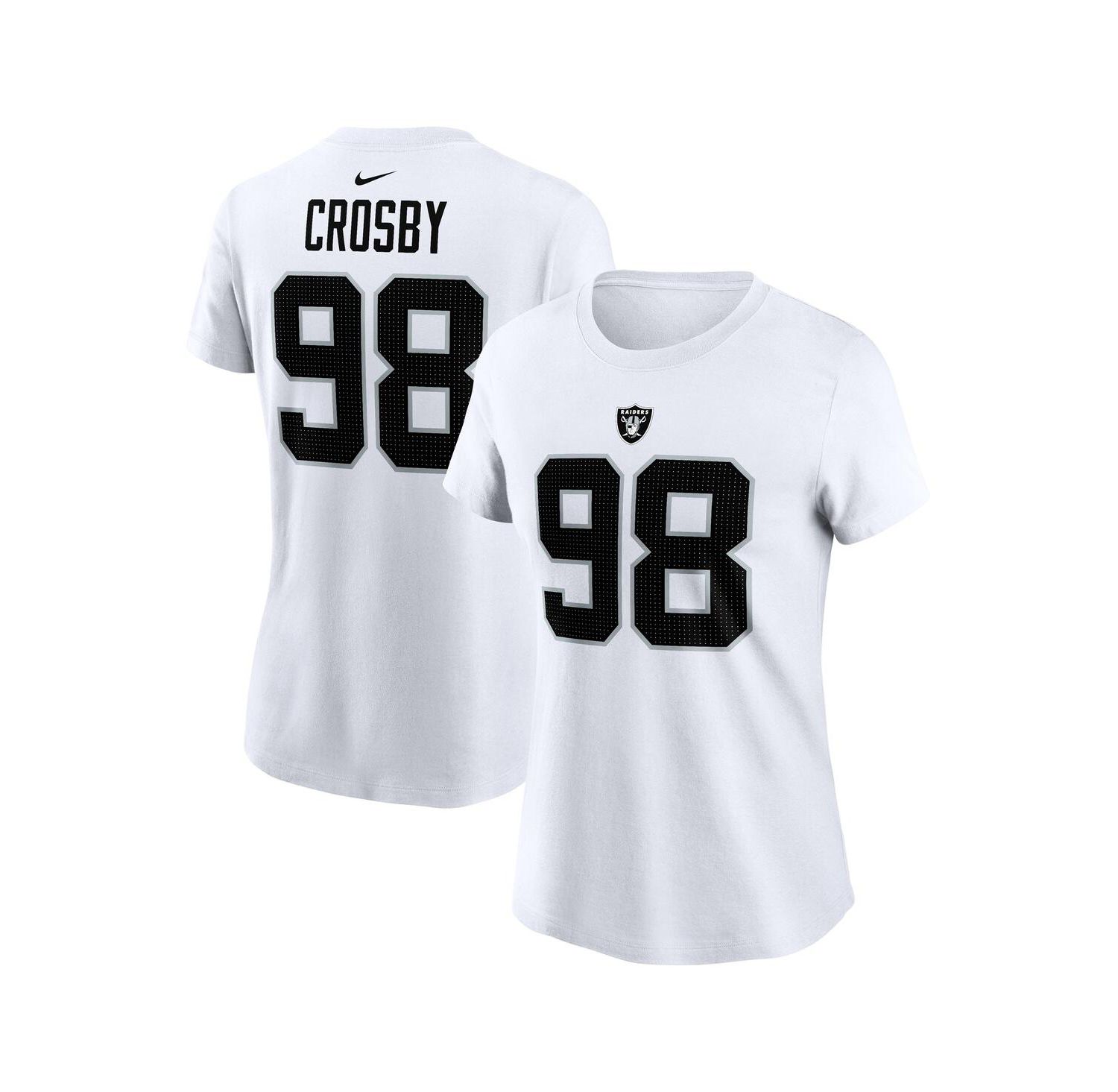 Women's Maxx Crosby White Las Vegas Raiders Player Name & Number T-Shirt