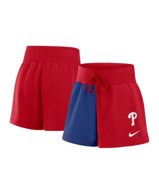 Nike - Women's Red/Royal Philadelphia Phillies Color-Block Phoenix Fleece Lounge Shorts