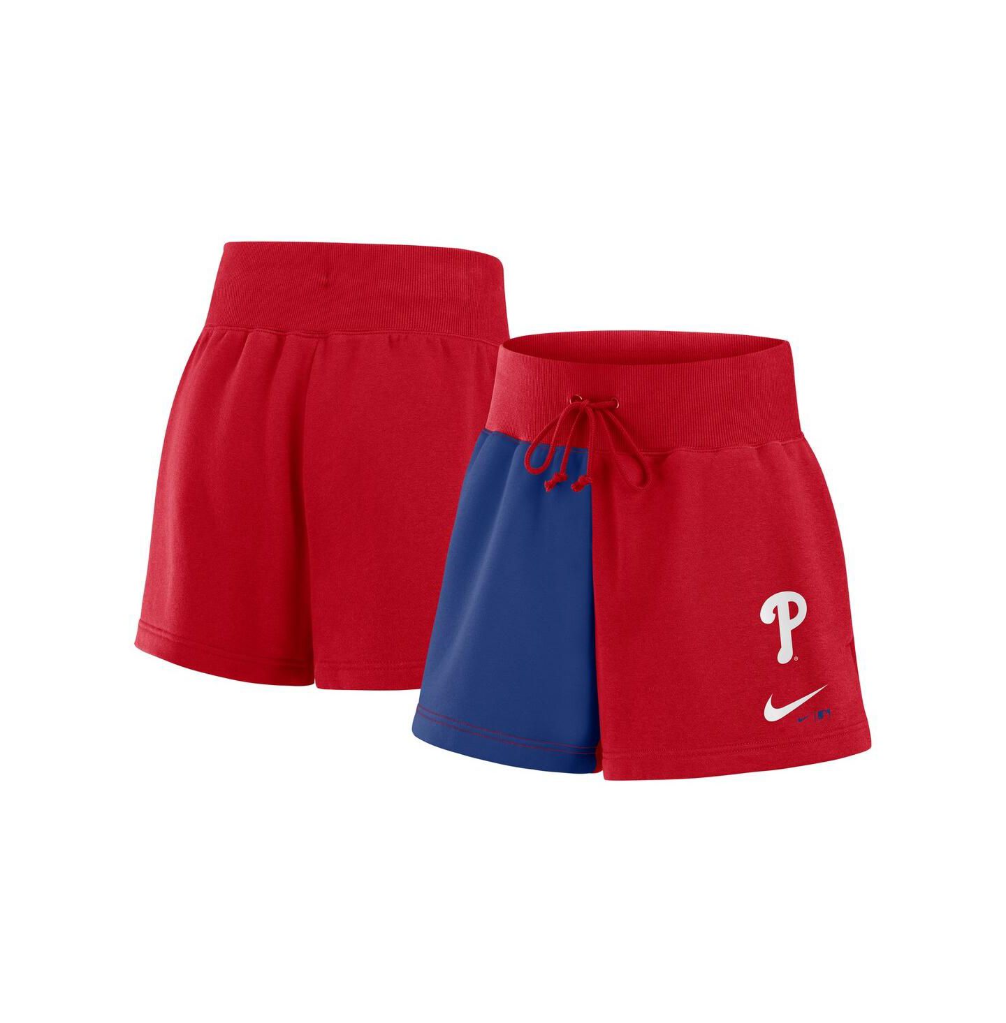 Женские шорты Nike Red/Royal Philadelphia Phillies Color Block Phoenix Fleece Lounge — фото 1