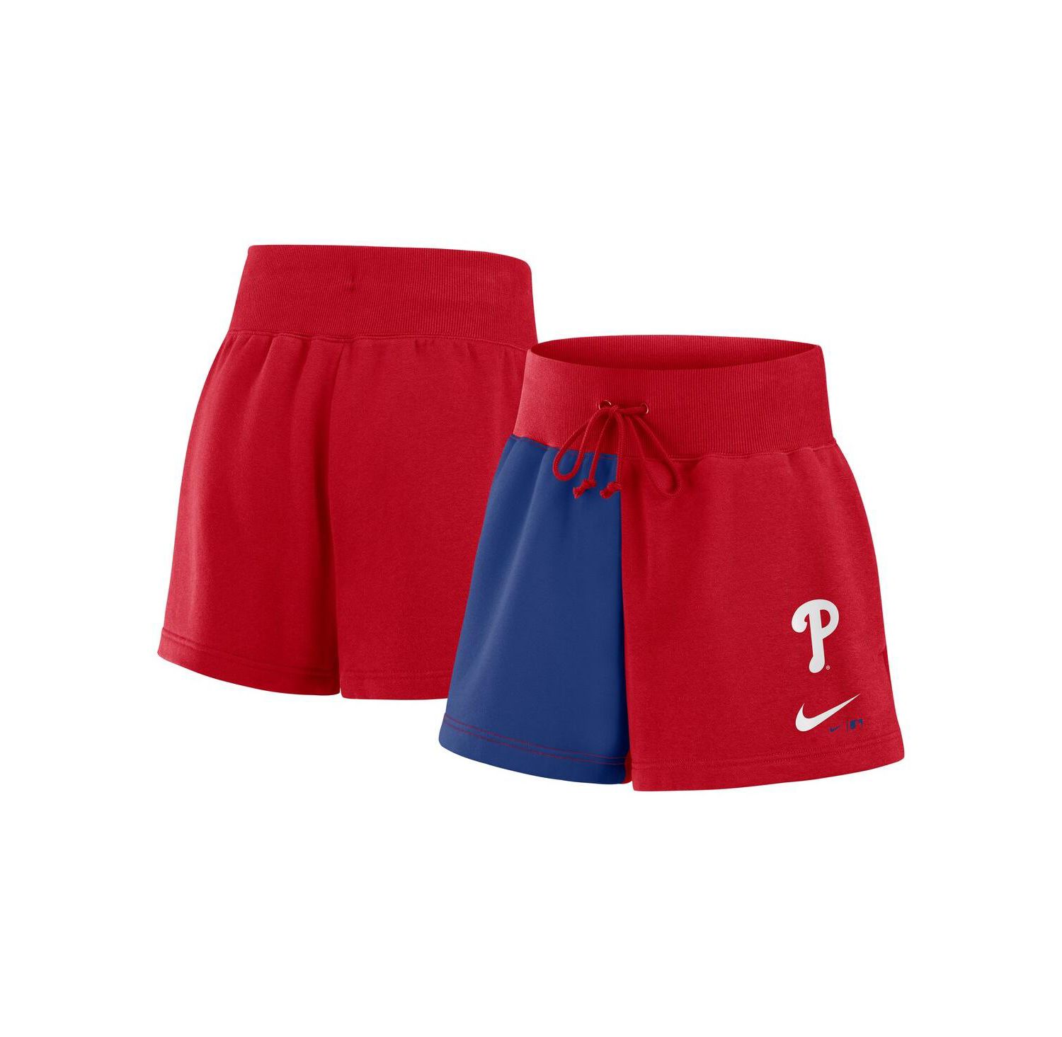 Women's Red/Royal Philadelphia Phillies Color Block Phoenix Fleece Lounge Shorts