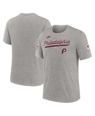 Nike - Men's Heather Gray Philadelphia Phillies Cooperstown Collection Eras Tri-Blend T-Shirt