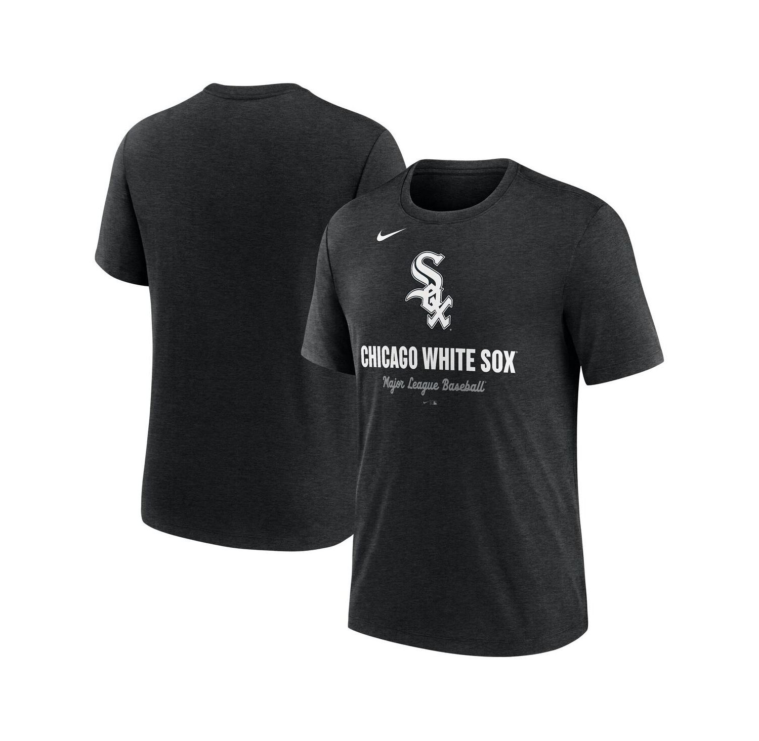 Men's Heather Black Chicago White Sox Logo Tri-Blend T-Shirt
