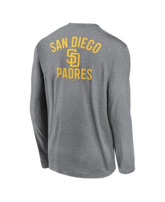 Men's Heather Charcoal San Diego Padres 2-Hit Legend Performance Long Sleeve T-Shirt