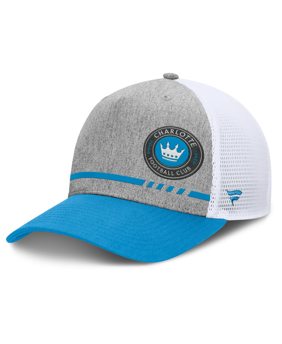 Fanatics Men's Heather Gray Charlotte Fc Low Block Trucker Adjustable Hat In Heather Gray