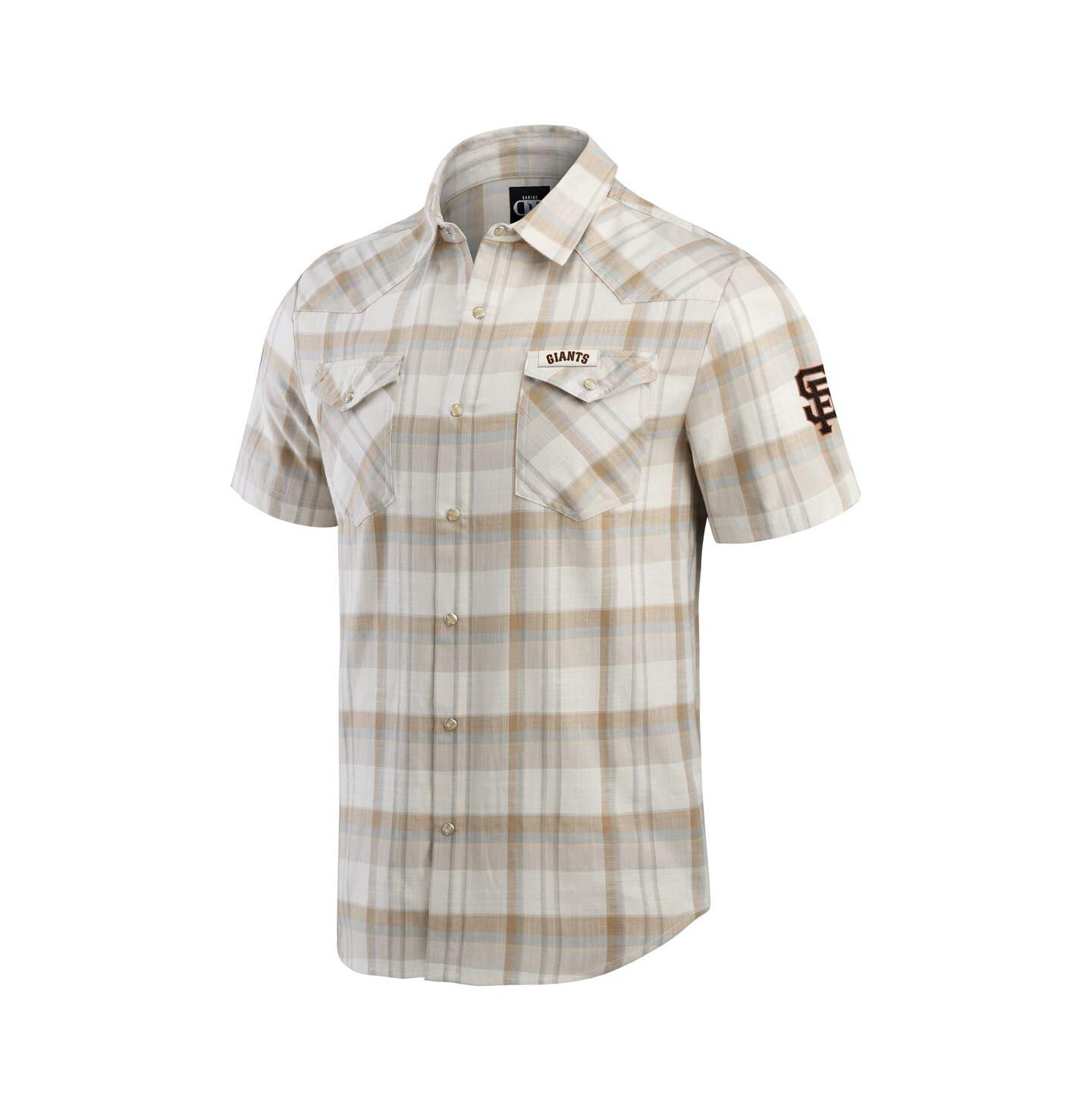 Мужская рубашка Fanatics Gray San Francisco Giants Plaid Full-Snap — фото 2