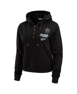 Women's Black Vegas Golden Knights Waffle-Knit Pullover Hoodie