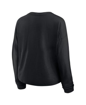 Women's Black Vegas Golden Knights Oversized All Out Effort Long Sleeve Henley T-Shirt