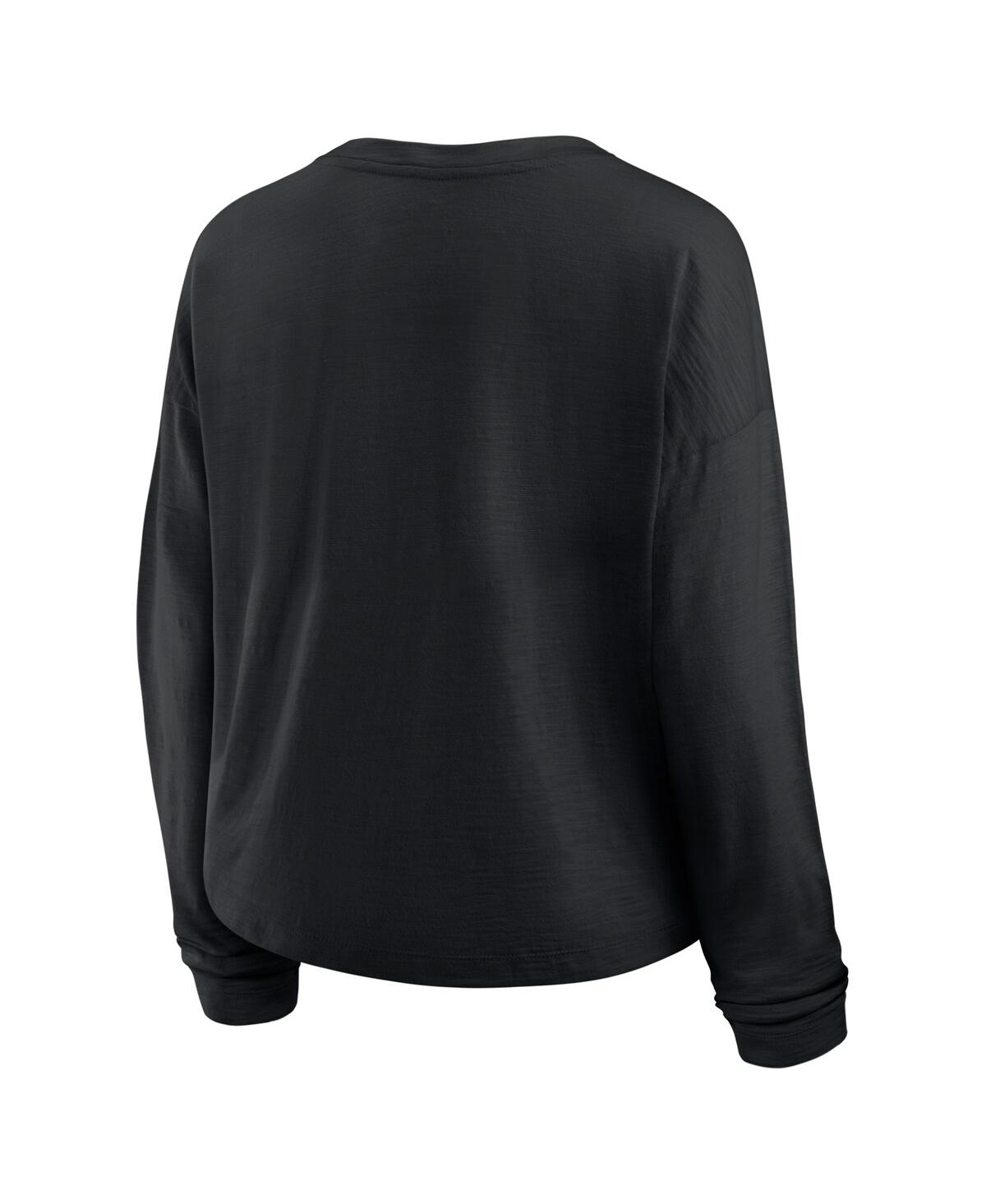 Fanatics Women's Black Vegas Golden Knights Oversized All Out Effort Long Sleeve Henley T-shirt In Black