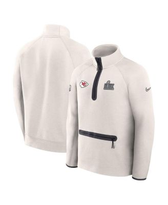Nike - Men's Cream Kansas City Chiefs Super Bowl LIX Opening Night Tech Fleece Half-Zip Top