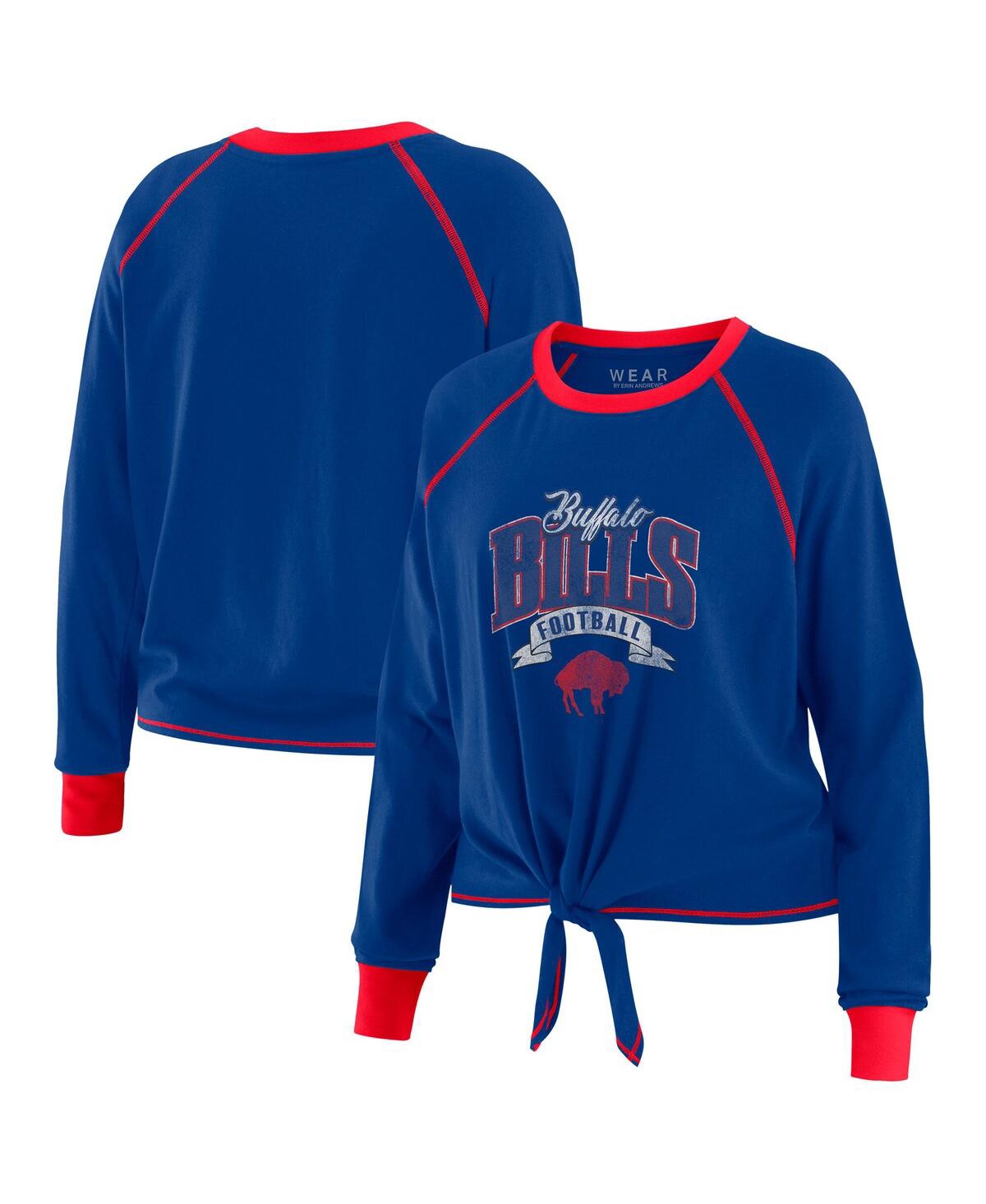 Women's Royal/Red Buffalo Bills Tie-Front Long Sleeve Top - Royal, Red