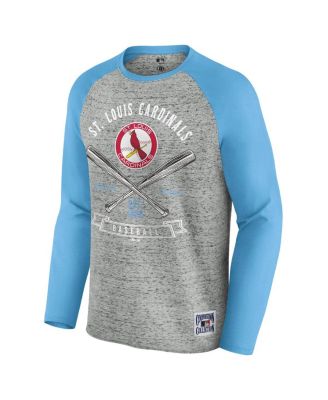 Men's Heather Gray St. Louis Cardinals Raw Edge Raglan Long Sleeve Baseball T-Shirt