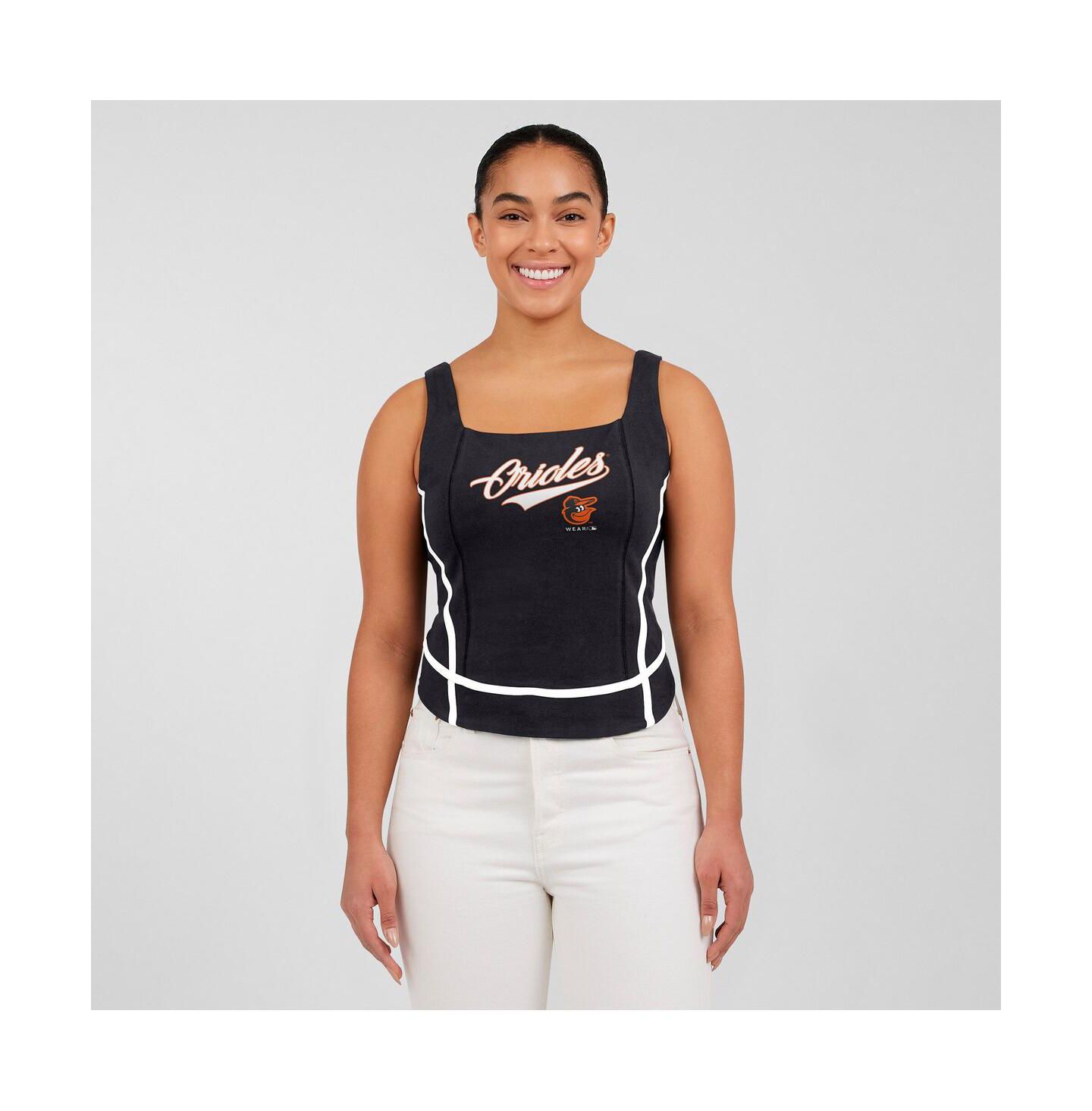 Женский топ WEAR by Erin Andrews Black Baltimore Orioles Square Neck — фото 4