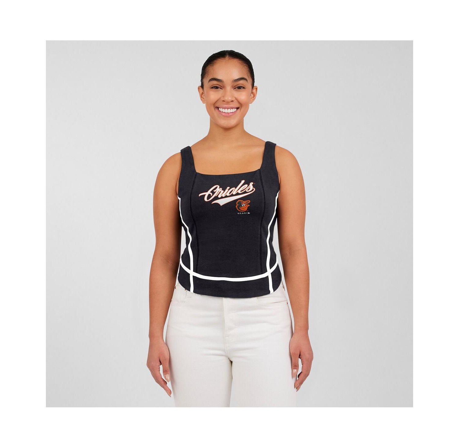 Women's Black Baltimore Orioles Square Neck Tank Top