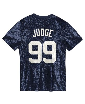 Juniors Aaron Judge Navy New York Yankees Name Number Sequin V-Neck Top