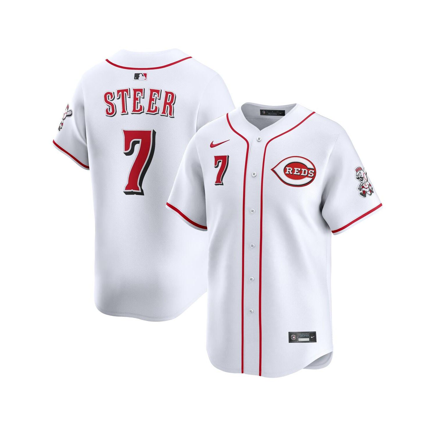 Men's Spencer Steer White Cincinnati Reds Alternate Limited Player Jersey