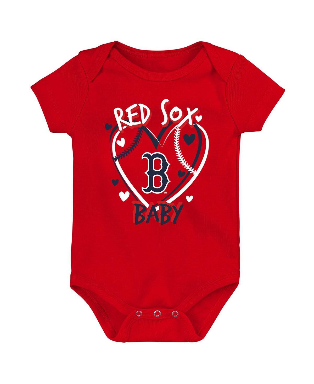 Outerstuff Baby Boys And Girls Boston Red Sox Slide Home Bodysuit 3-pack In Multi