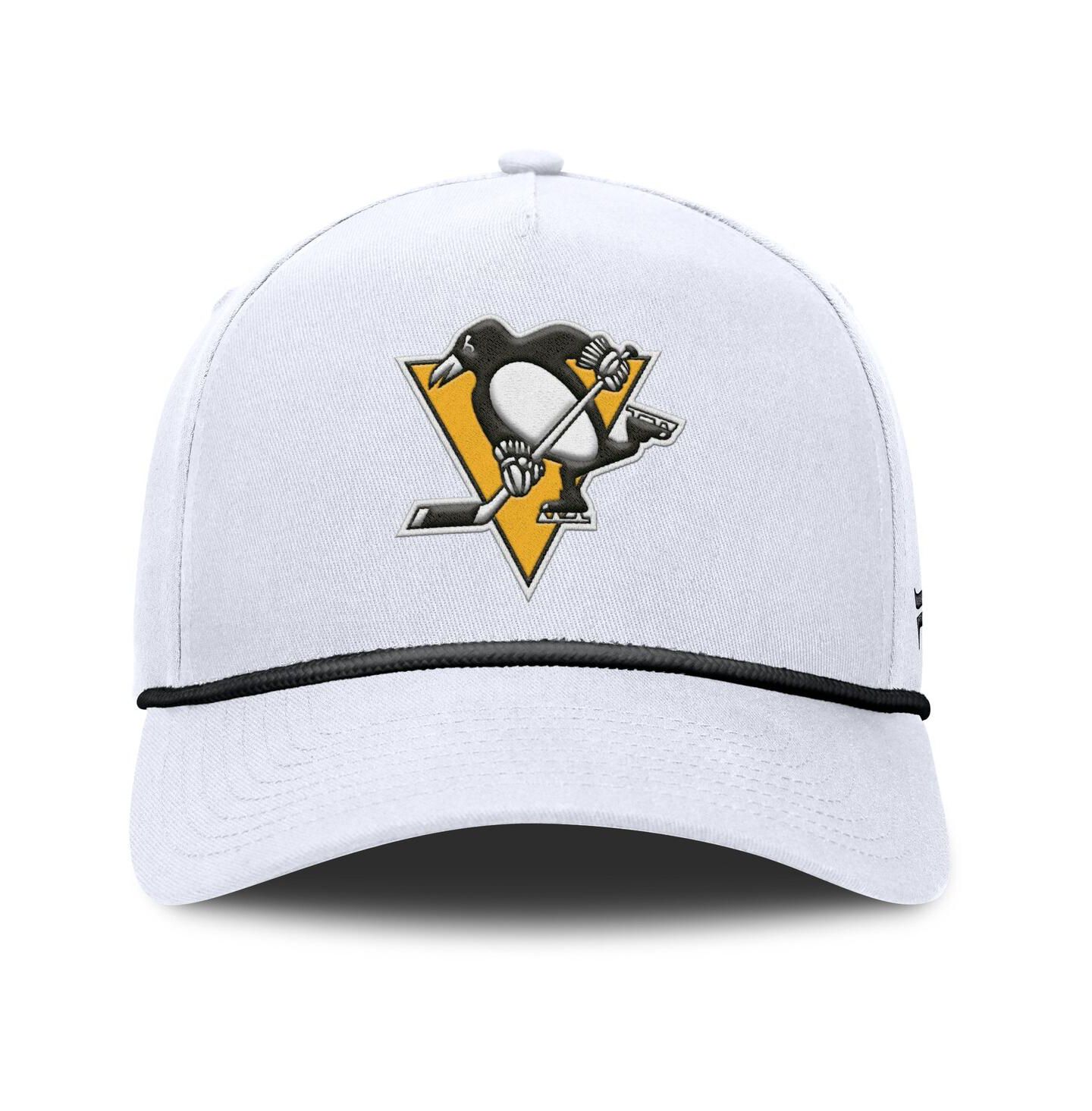 Мужская кепка Fanatics White Pittsburgh Penguins Rope A-Frame Adjustable Hat — фото 2