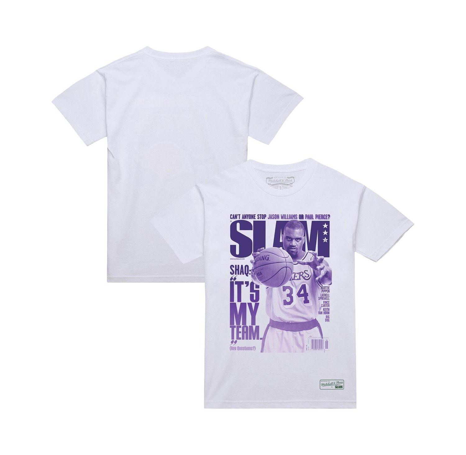 Men's Shaquille O'Neal White Los Angeles Lakers SLAM Gradient T-Shirt