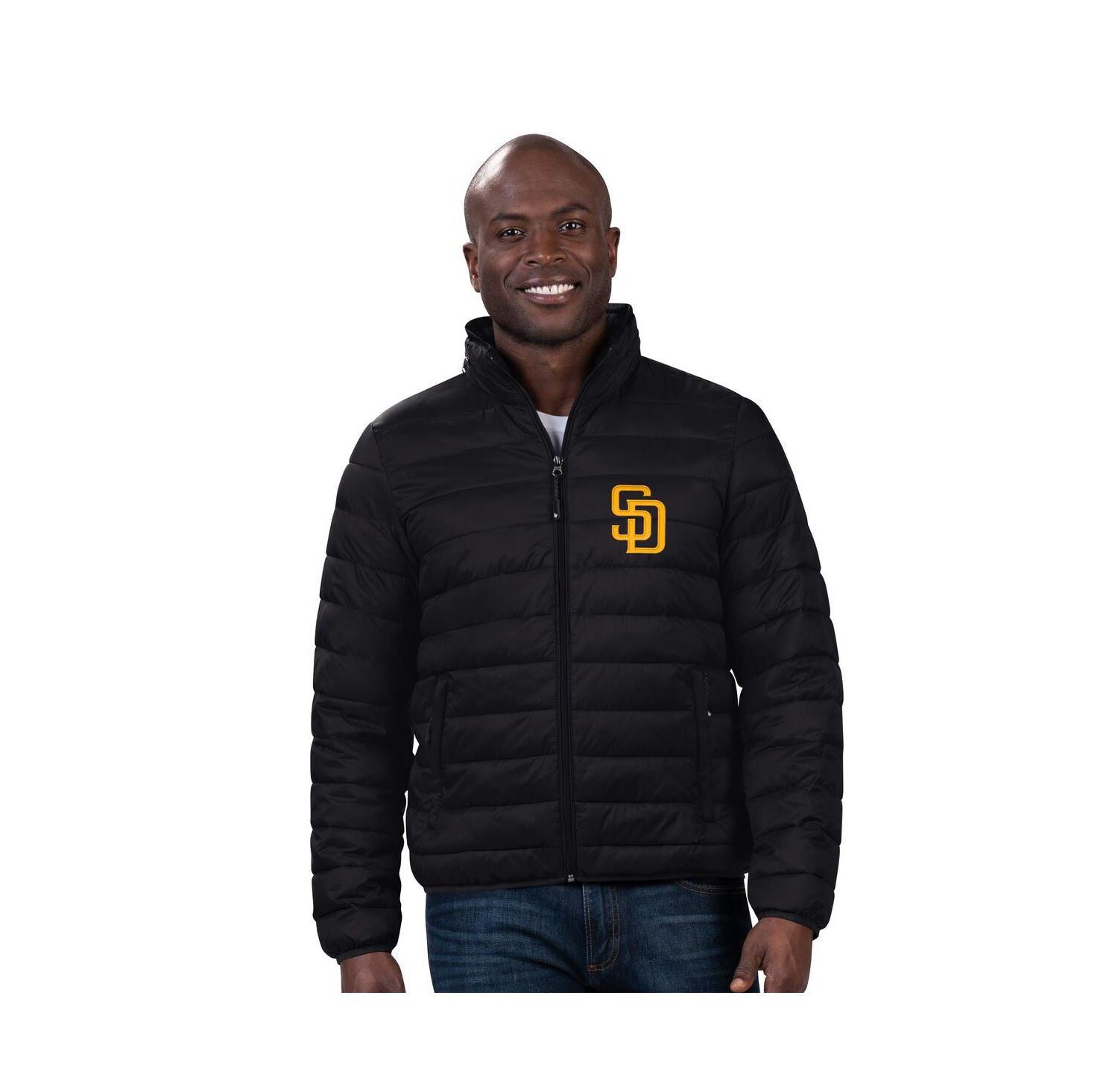 Men's Black San Diego Padres Packable Neck Pillow Full-Zip Puffer Jacket