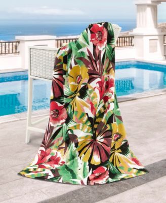 Aria Cotton Floral Beach Towel, 68" x 36"