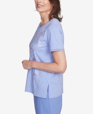 Petite Santa Fe Butterfly Embroidered Tee