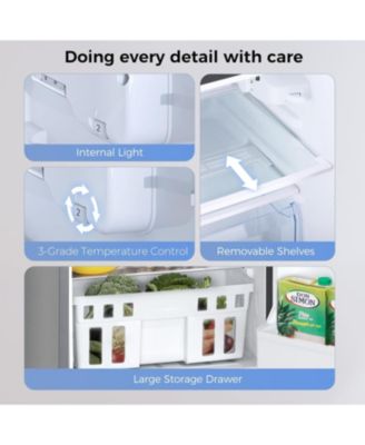 3.2 cubic foot mini fridge with separate freezer compartment and double door design is perfect for a basement, apartment, dorm room or office